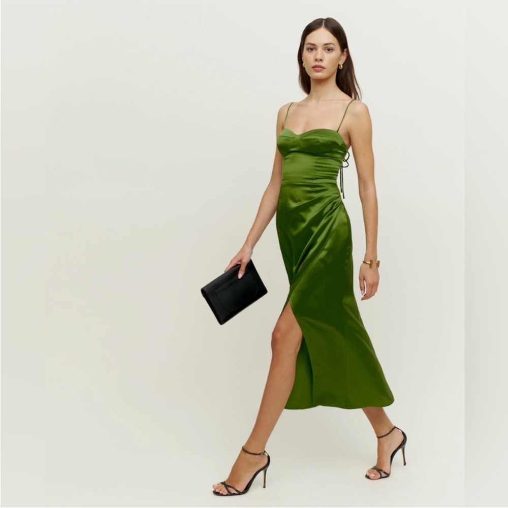 Reformation Marguerite Dress in Palm Green